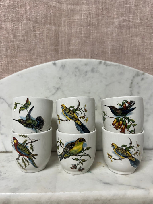 6 st äggkoppar med vackra fågelmotiv