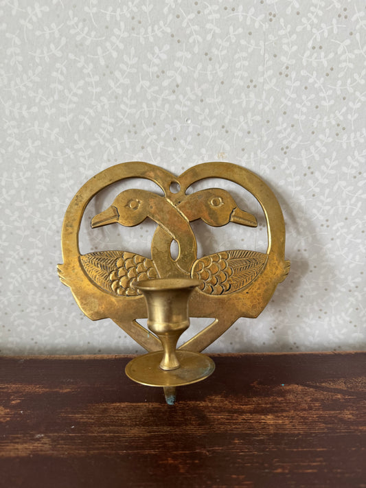 Väggljusstake i mässing, svanar