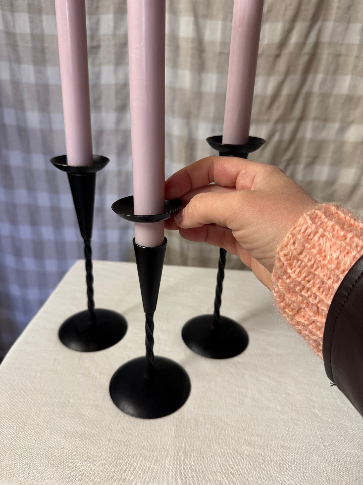 Ljusstakar i smide, Käck & Hedbys Leksand, 3 st, vintage