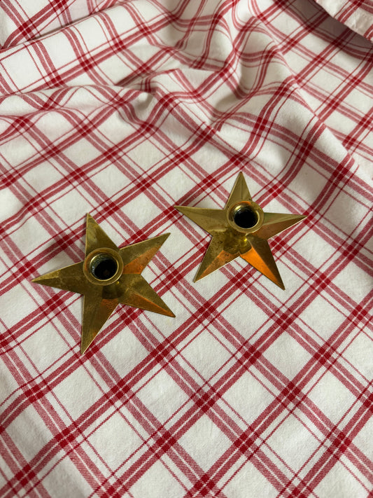 Stjärnor i mässing för julgransljus, 2st