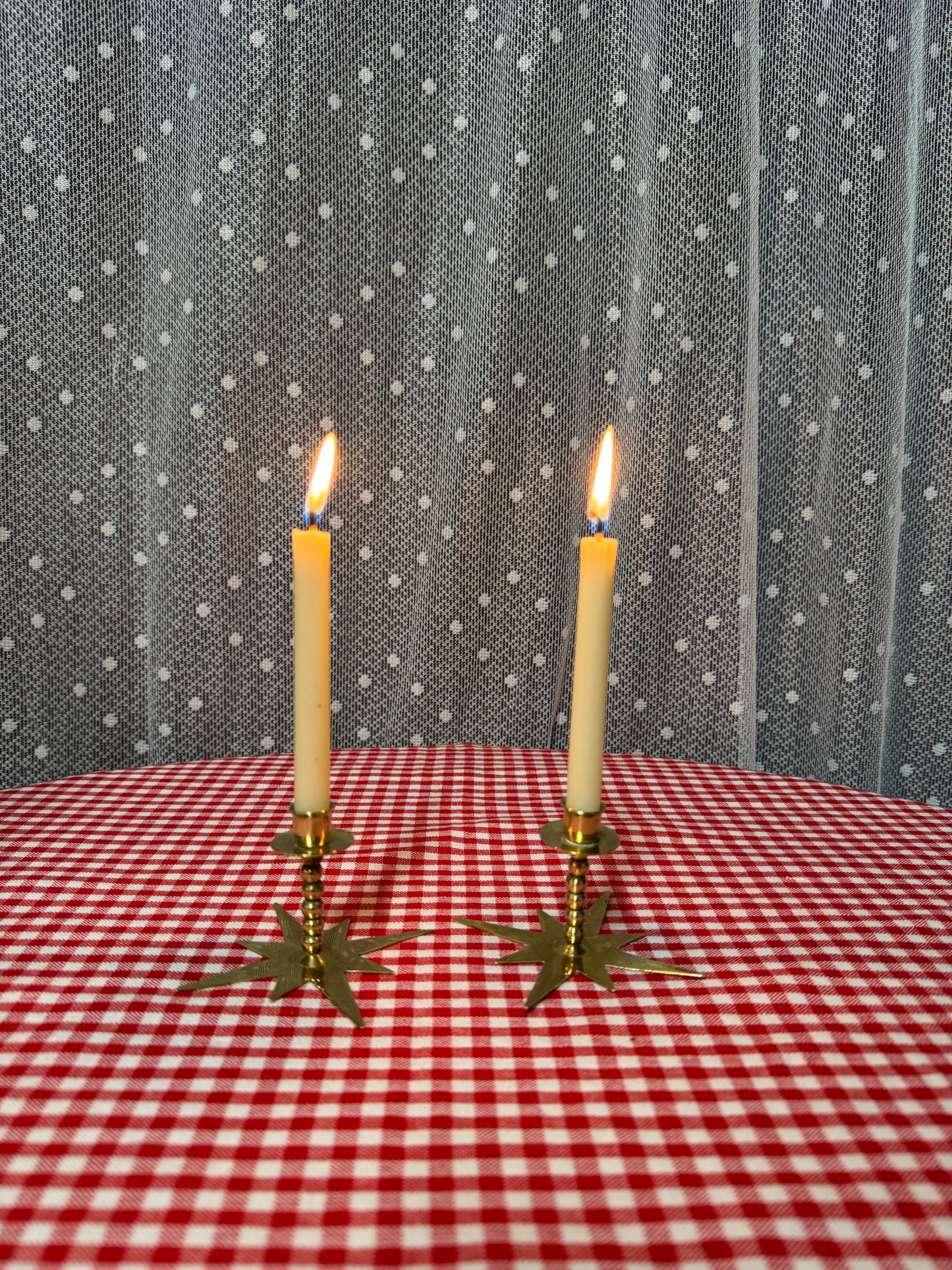 2 st mässingsljusstakar stjärnor för julgransljus