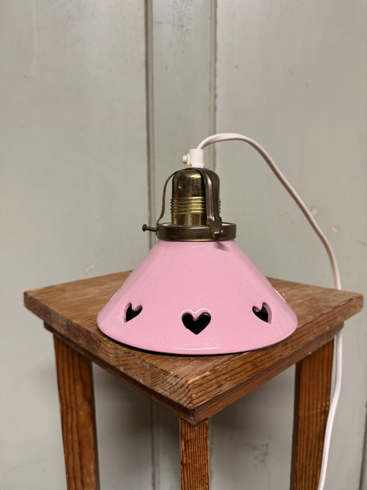 Skomakarlampa i rosa med hjärtan, liten