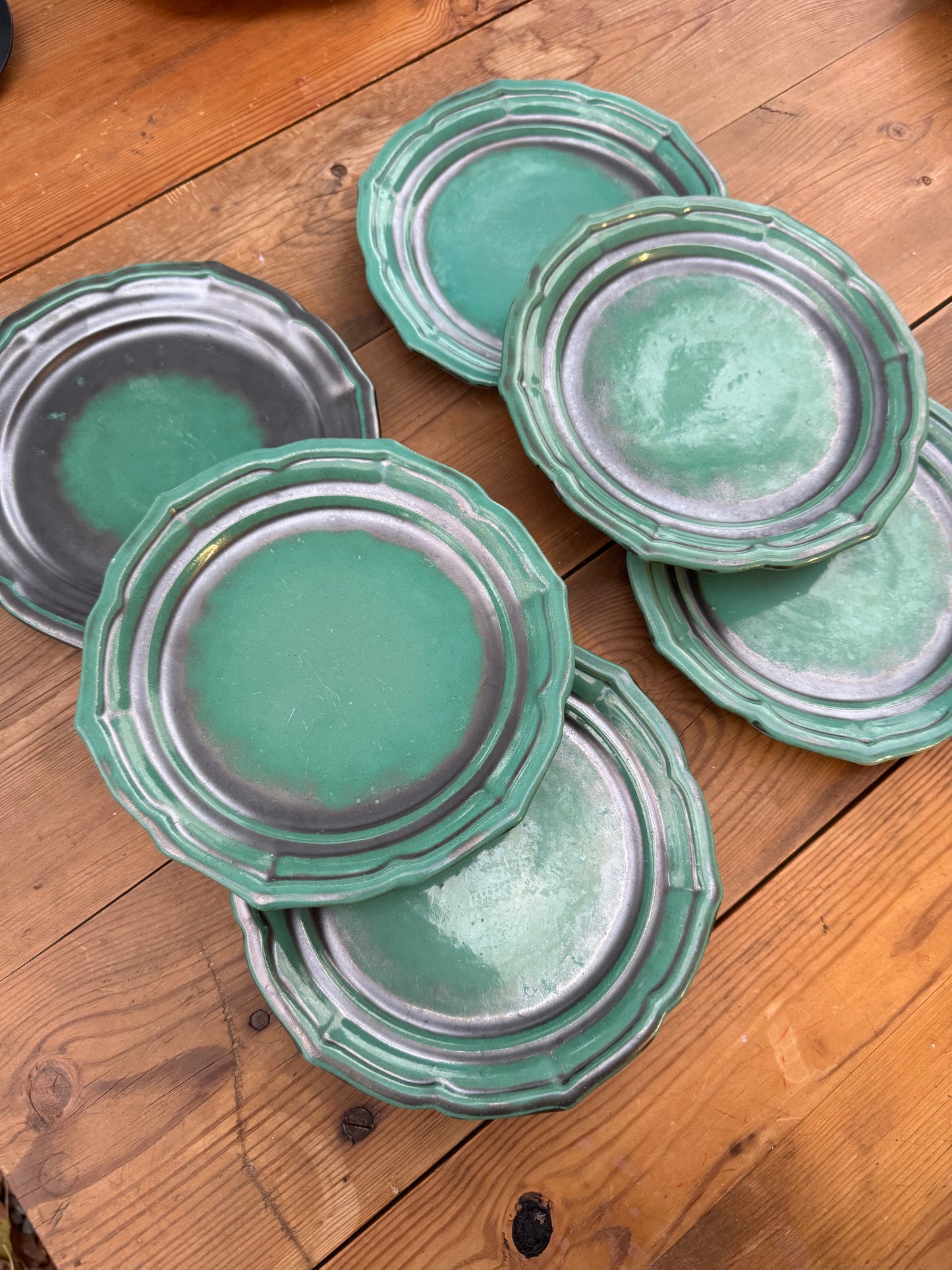 6st S:t Eriks Uppsala Ekeby grön assiett/fat