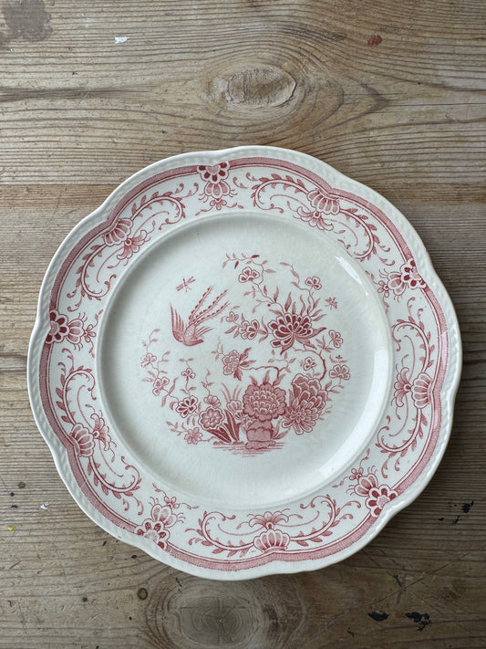 Tallrik rött porslin Fenix Gefle Sweden