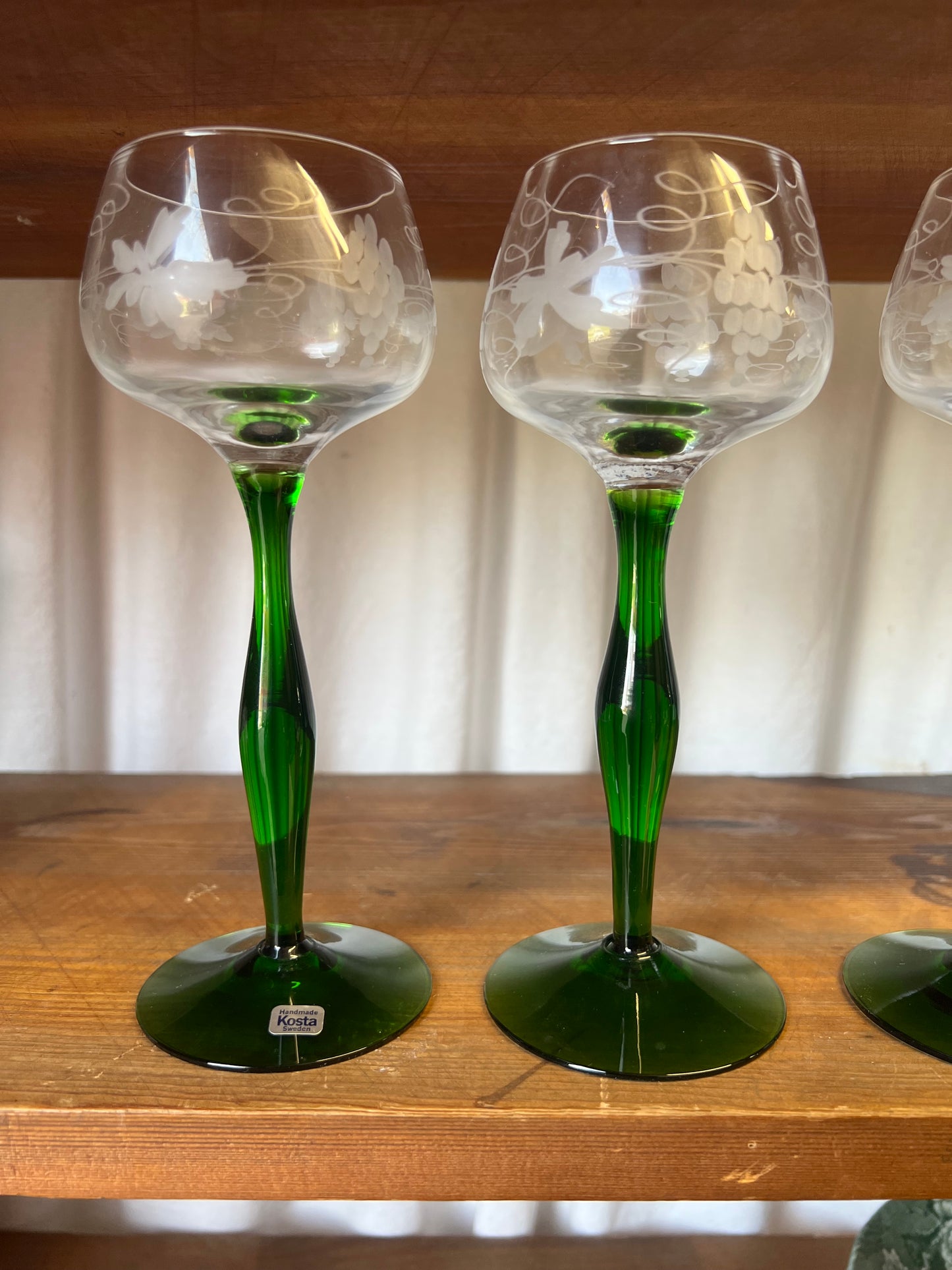 3st gröna höga glas Kosta Boda