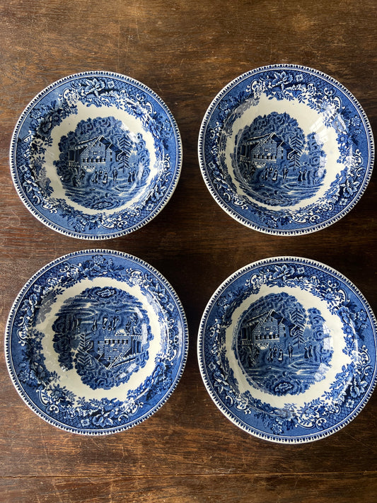 4st blåvita skålar - Avon cottage Wedgwood & co England