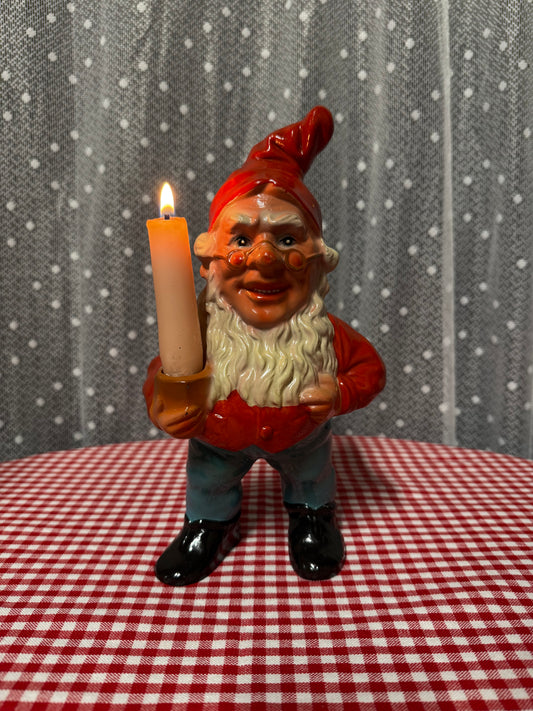 Äldre tomte med ljushållare för kronljus 50-tal