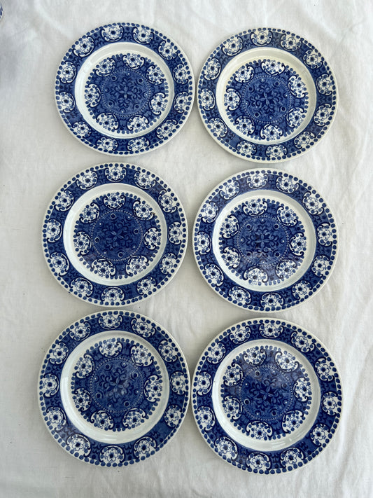 6 st assiett i blåvitt - Arabia Ali.