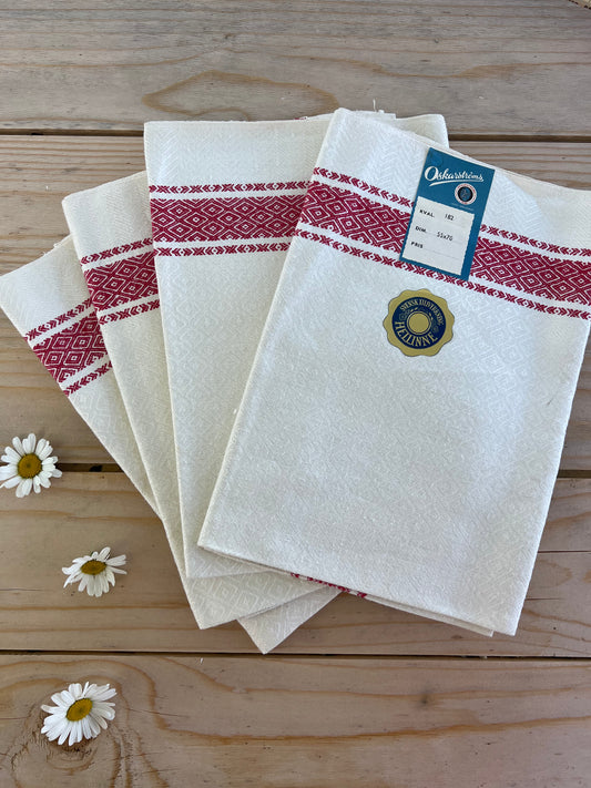 4st kökshanddukar i hellinne med originaletikett Oskarströms