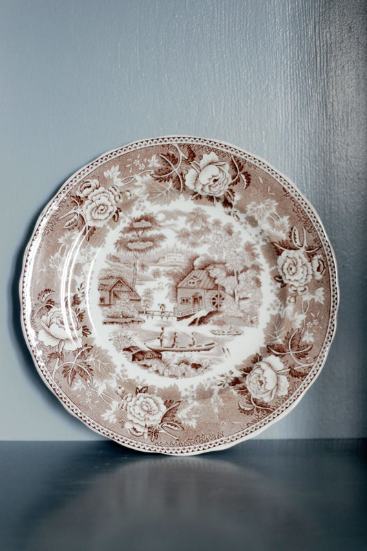 Brun/vit tallrik - RÖRSTRAND