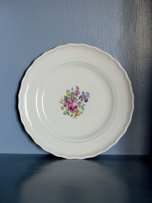 Blommig tallrik - UPPSALA EKEBY GEFLE ROSA