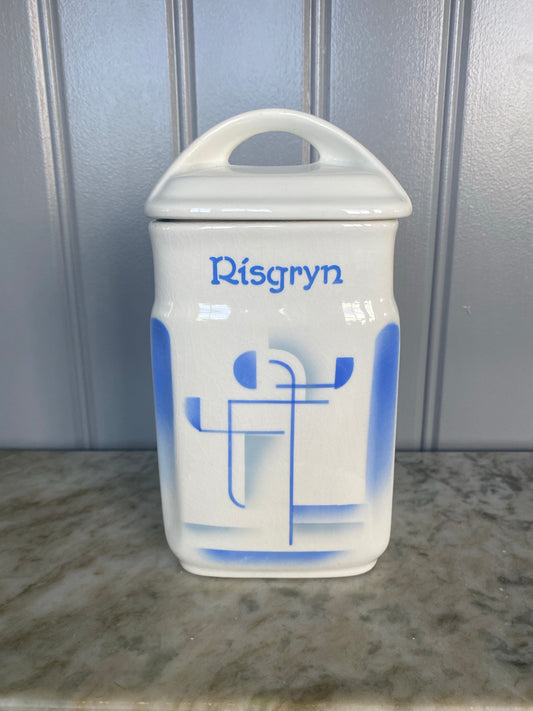 Blåvit porslinsburk ~ RISGRYN