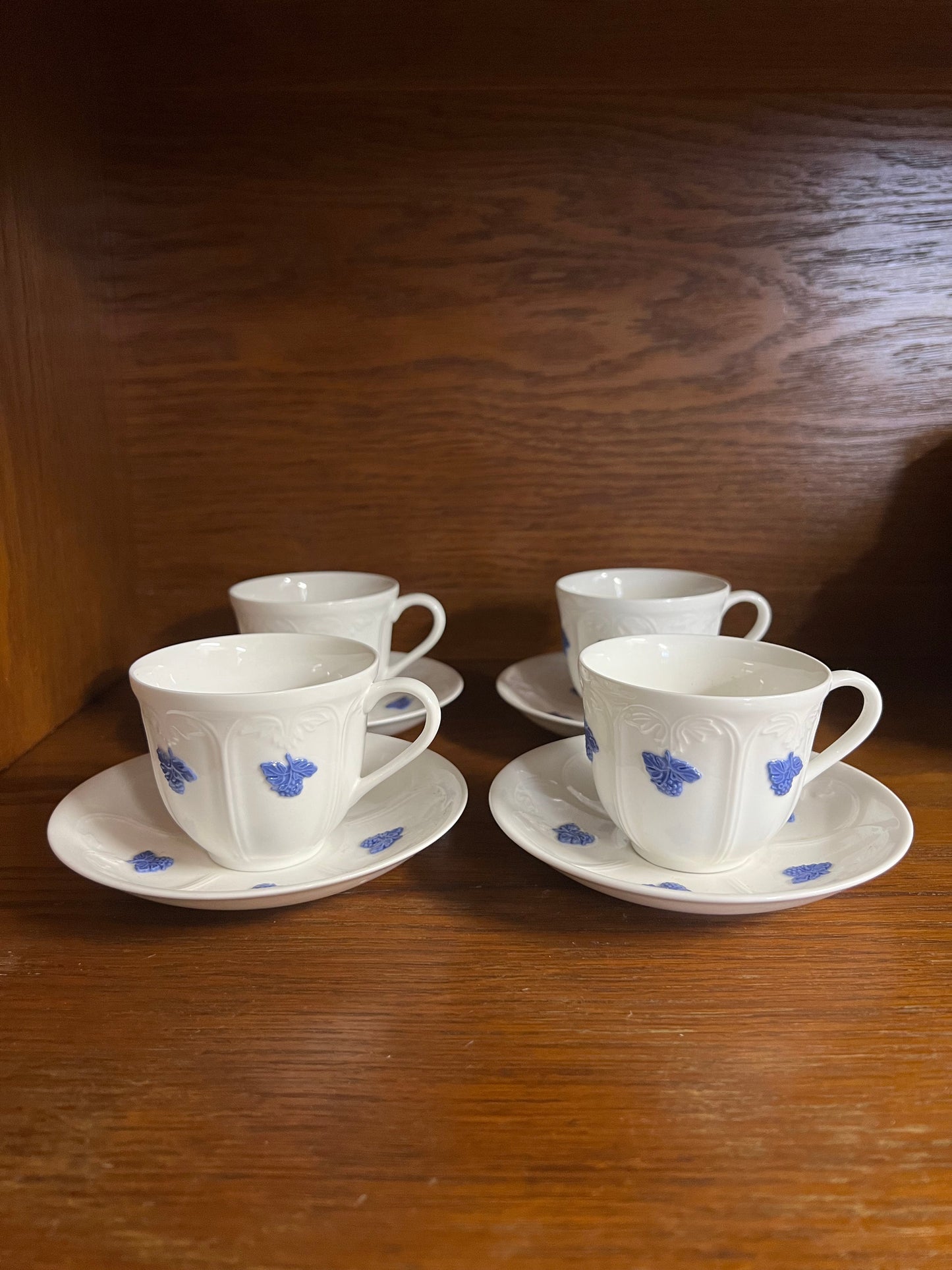 4st kaffekoppar med fat - Blå Blom Old Gustavsberg