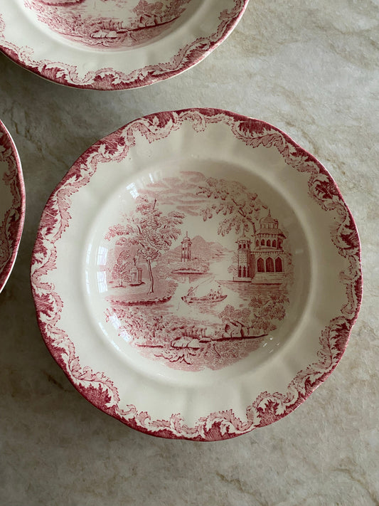 Rödvit djup tallrik - Bengali Rörstrand