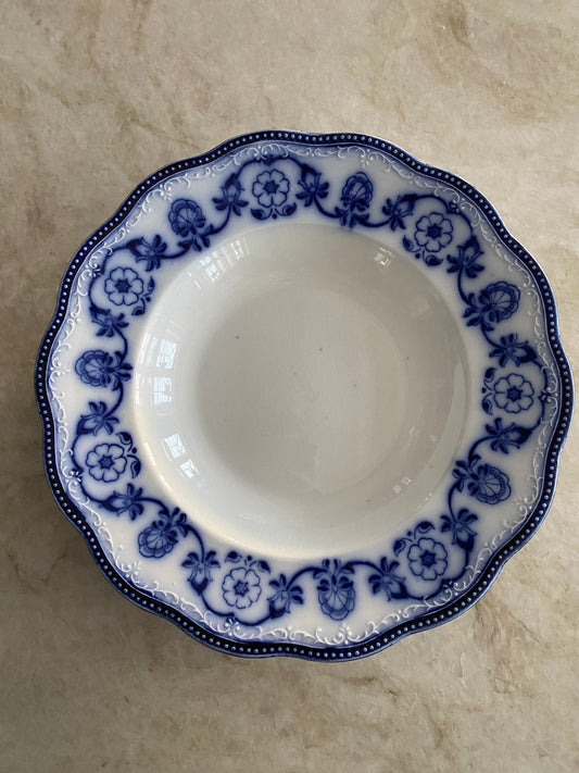 4st djupa tallrikar i blåvitt ~ DANICA Gustafsberg