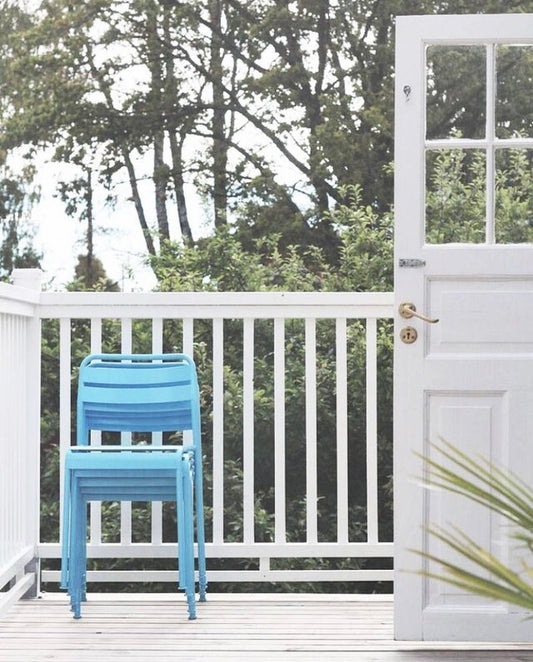 Blå trädgårdsstolar i metall - 5st