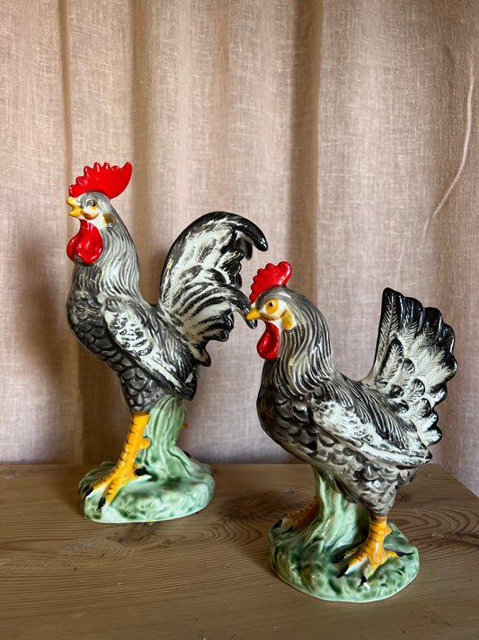Paret tupp och höna i porslin