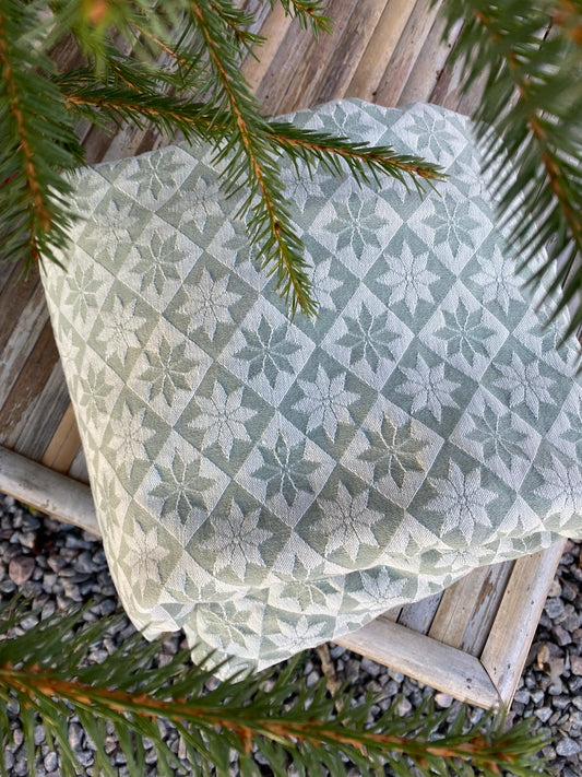 Originalmadrassöverdrag i klassiska bolstermönstret i grönvitt