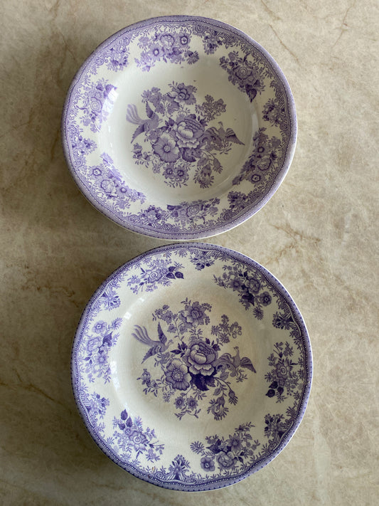 Två lila tallrikar - FASAN Gustafsberg Asiatic Pheasants