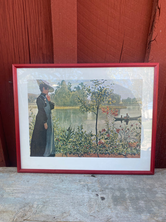 Tavla Carl Larsson med röd ram