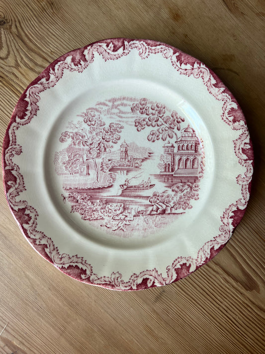 Rödvit flat tallrik - Bengali Rörstrand