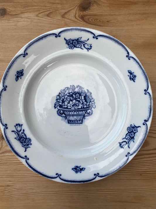 Blåvit tallrik blomsterkorg - Gustafsberg GEFION