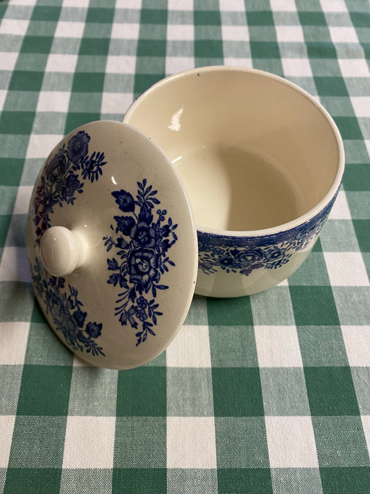 Blåvit sockerskål i porslin - Egersund Norway