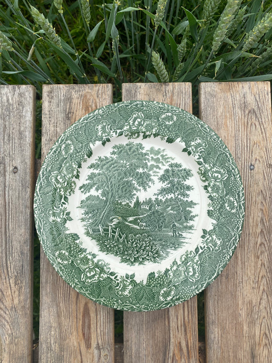 Tallrik i grönvitt - Ironstone England