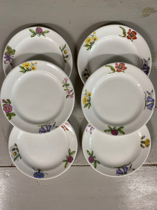 6st assietter sommarblommor - benporslin Gustavsberg