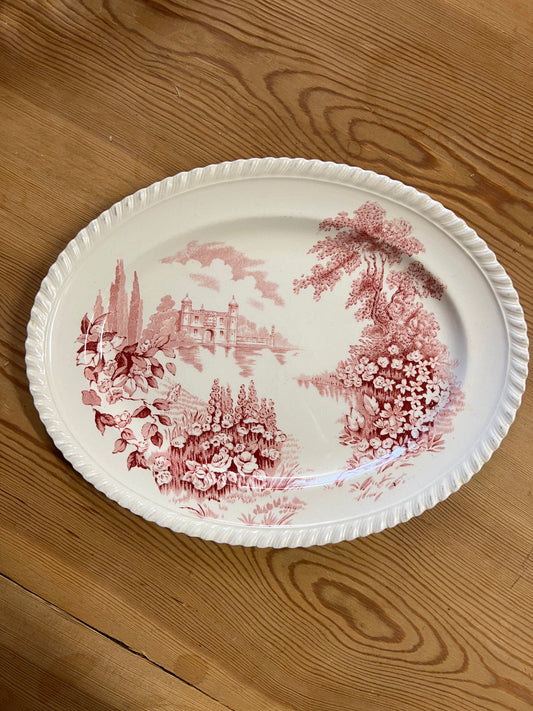 Uppläggningsfat i rött Engelskt porslin