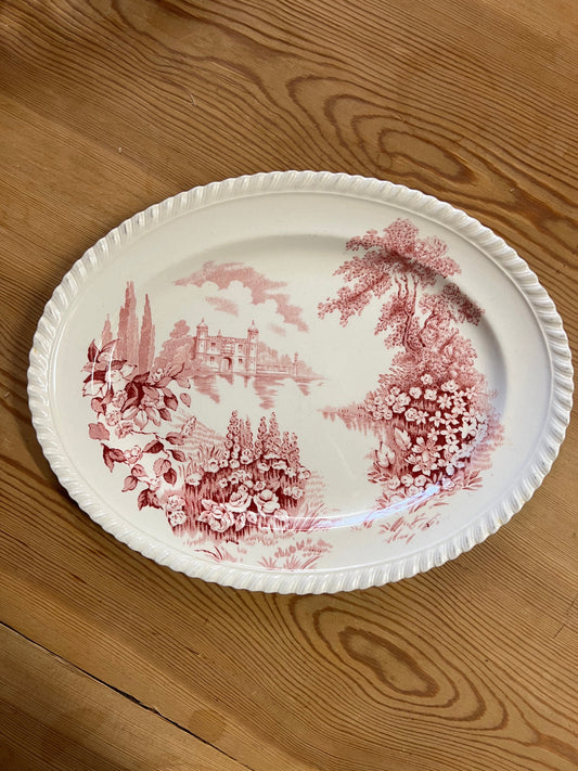 Uppläggningsfat i rött Engelskt porslin