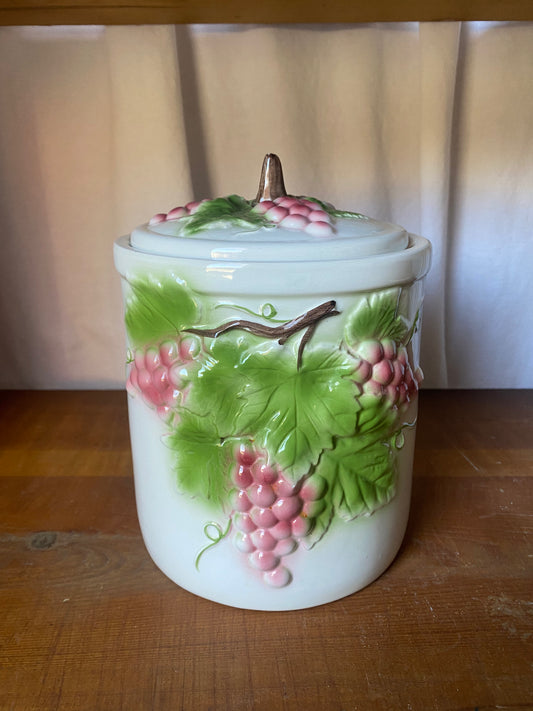 Stor otroligt fin porslinsburk - vindruvor