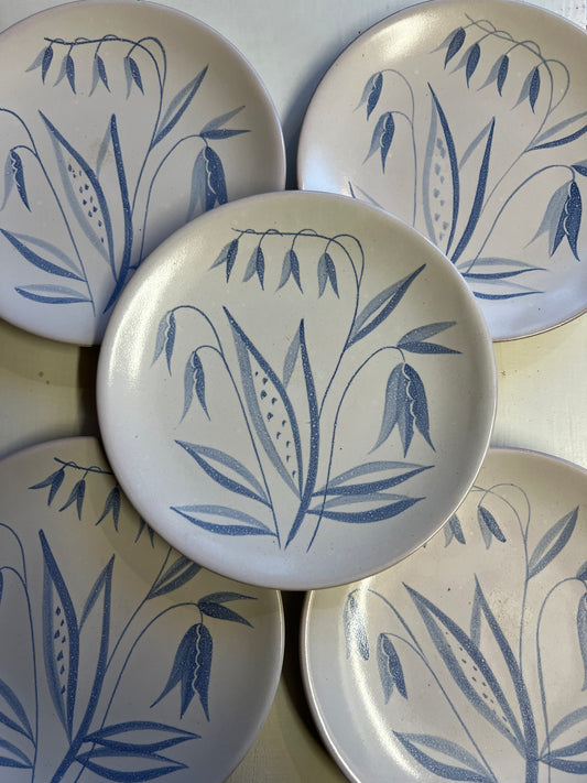 5 st assietter blåvita blomster