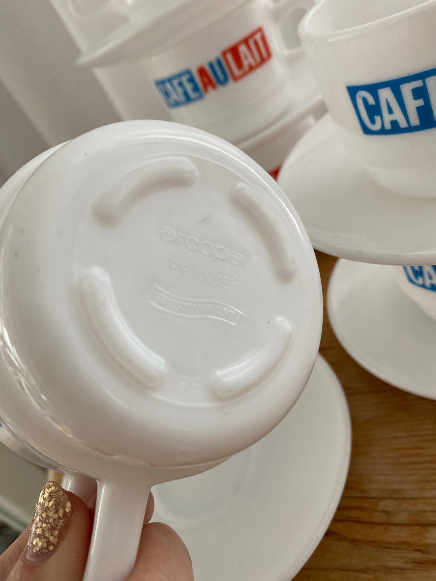 Café au lait kaffekoppar med fat - 6st i toppskick