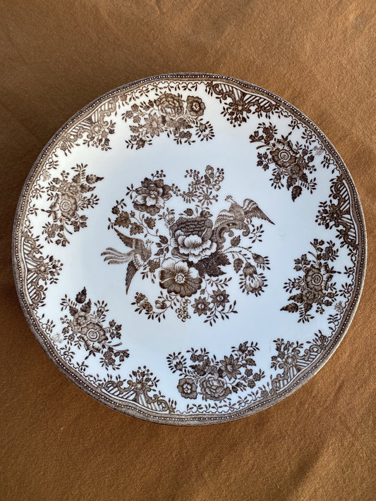 Brun vit tallrik ~ Fasan OLD Gustavsberg