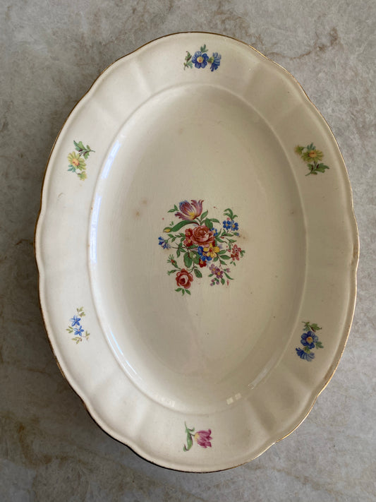 Blommigt ovalt uppläggningsfat - RÖRSTRAND RIVIERA