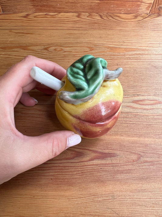 Äppleskål med lock och porslinssked