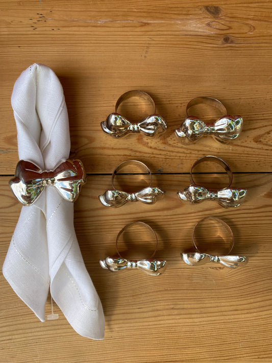 Servettringar silverrosett 7st