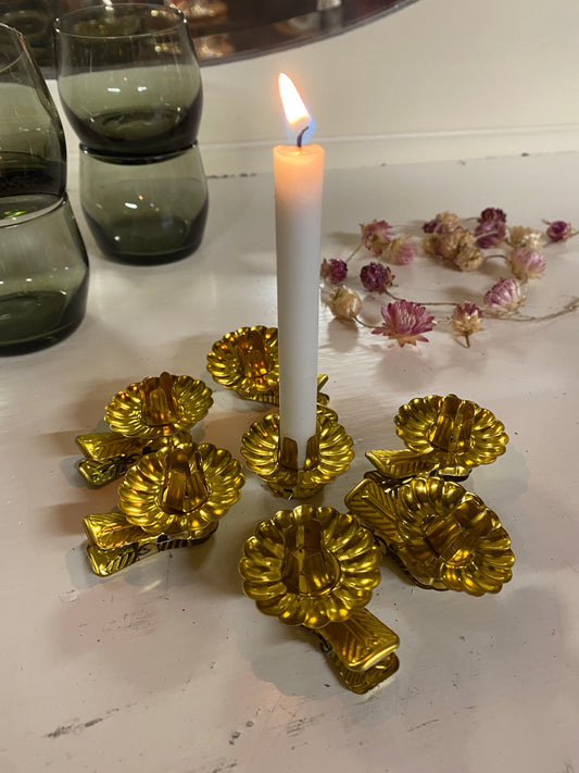 7st ljusklämmor för julgransljus ~ guldfärgade