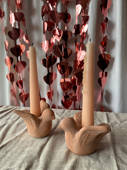 Paret ljusstakar i keramik ~ Duva