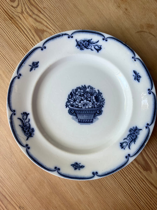 Blåvit tallrik blomsterkorg - Gustafsberg GEFION