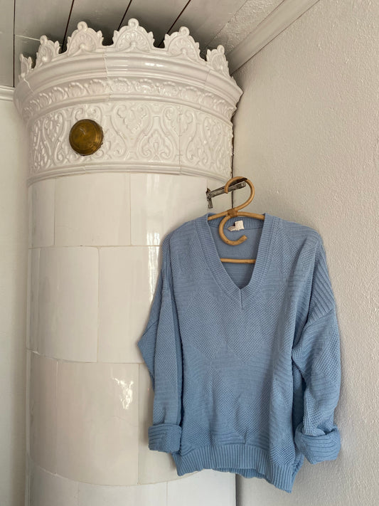 Vintage blå stickad tröja