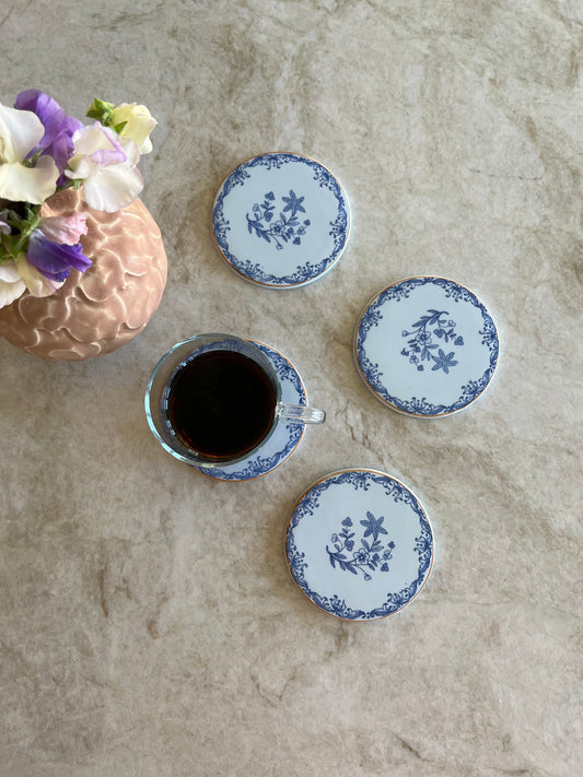 4st Glasunderlägg coasters i porslin Rörstrand Ostindia