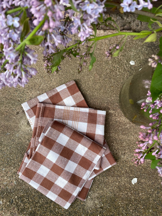 2st rutiga kökshanddukar i brunt och vitt