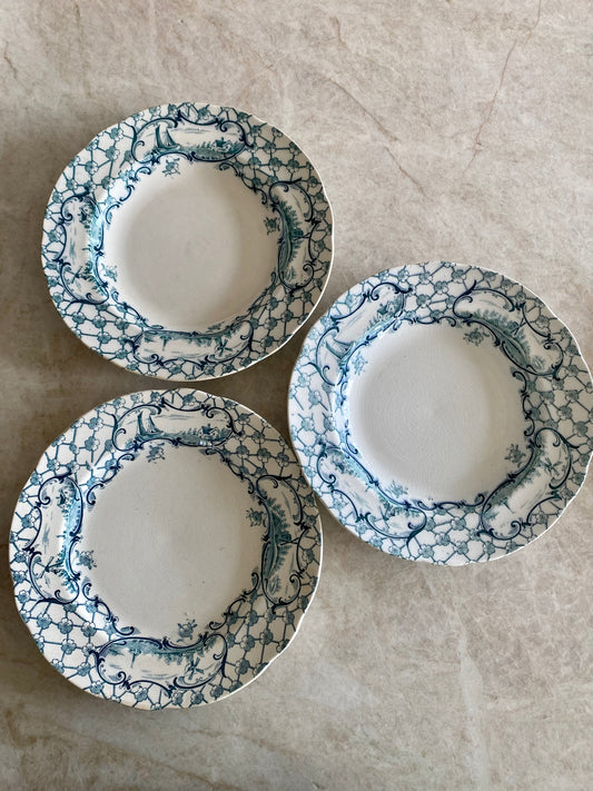 Triss i grön/blå tallrikar - GUSTAFSBERG DELFT