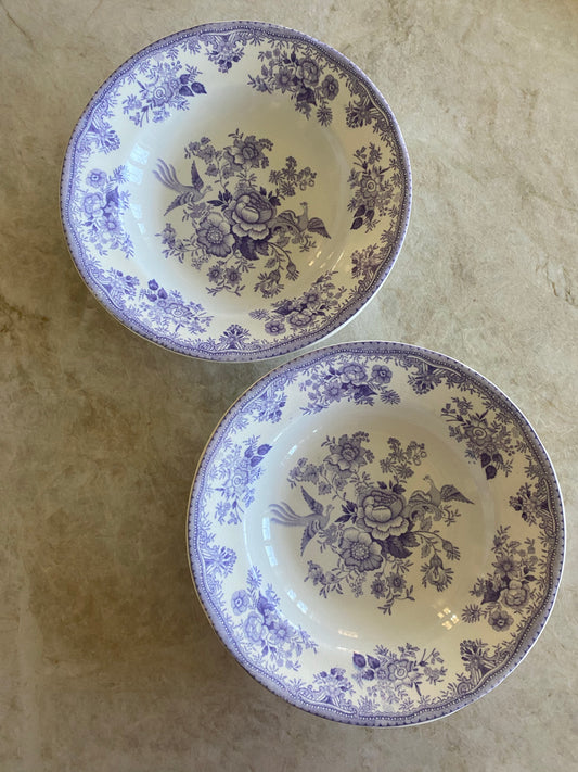 Två lila tallrikar - FASAN Gustafsberg Asiatic Pheasants