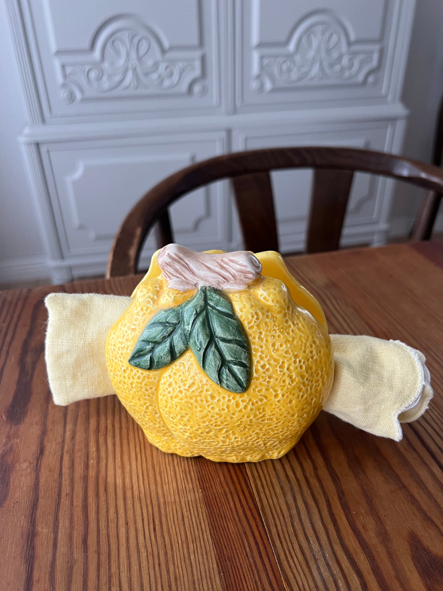 Servetthållare i porslin - citron