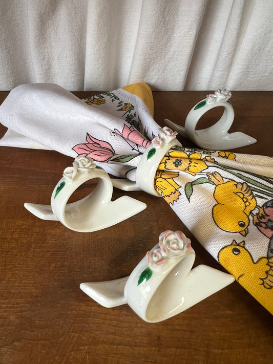 Servettringar i porslin, 4st