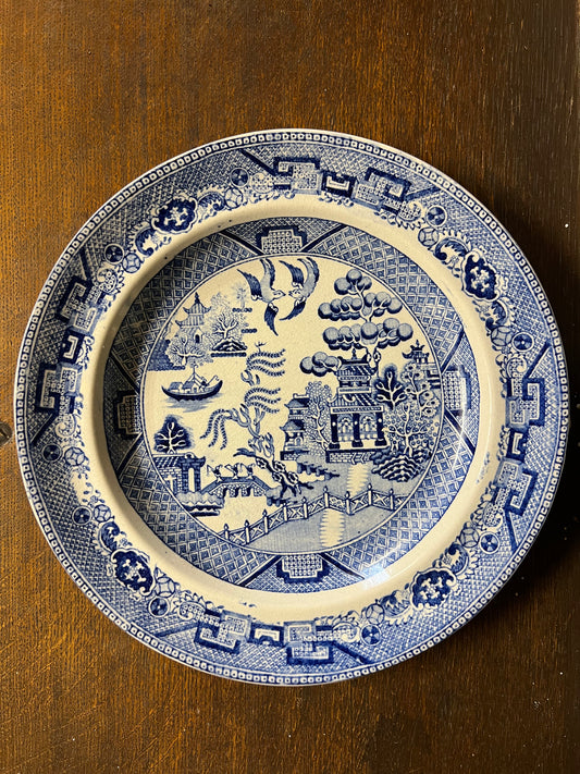 Blåvit tallrik - Staffordshire