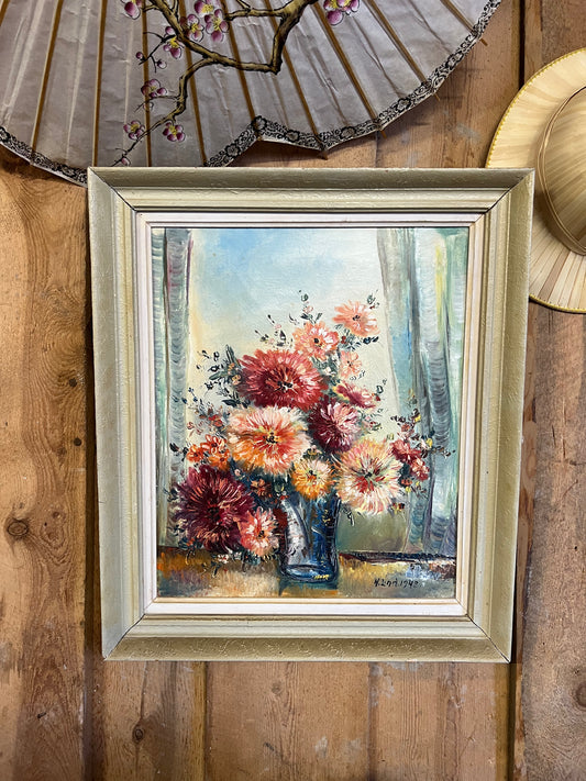 Otrolig oljemålning - blommor